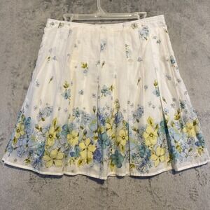 Joe Benbasset Skirt Women Sz 13 White Floral Pleated Cottagecore Feminine Pretty
